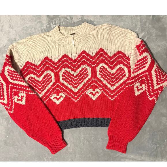Free People Sweaters - Free People Sweater Red Heart Wool Alpaca Crop